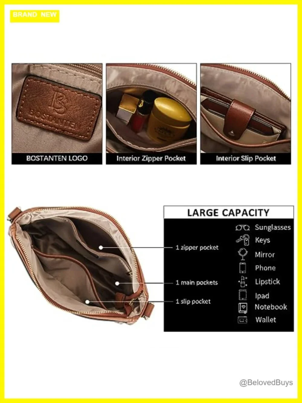 Vegan Leather Crossbody Bag with Wide Guitar Strap, Hobo Purse